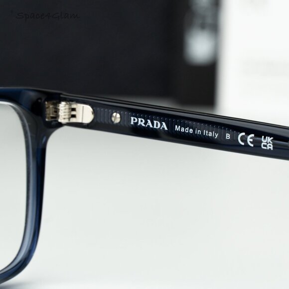 Prada Men Eyeglasses Blue Crystal Demo Square PR14WV 08Q1O1 BRAND NEW - Picture 6 of 7